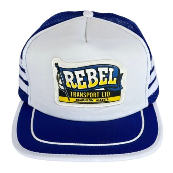 Vintage 80s Rebel Transport Snapback Trucker Hat Edmonton Alberta Classic Cap - Picture 1 of 13